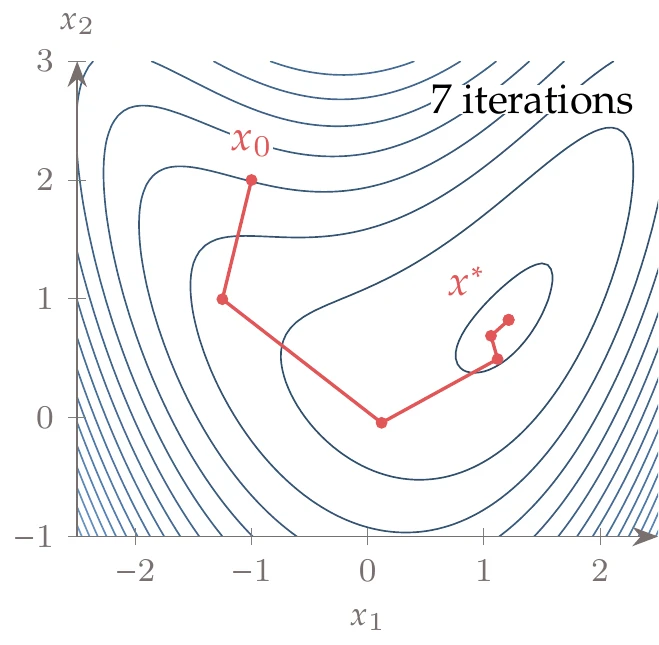BFGS optimization path.