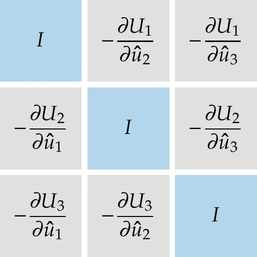 Jacobian of coupled derivatives for the functional form of .